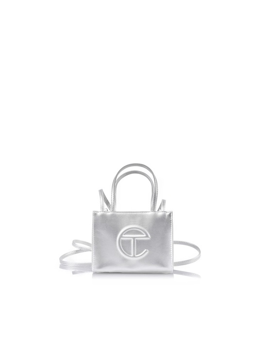 Telfar Handbags - Telfar Mini Metallic Silver Shopping Bag